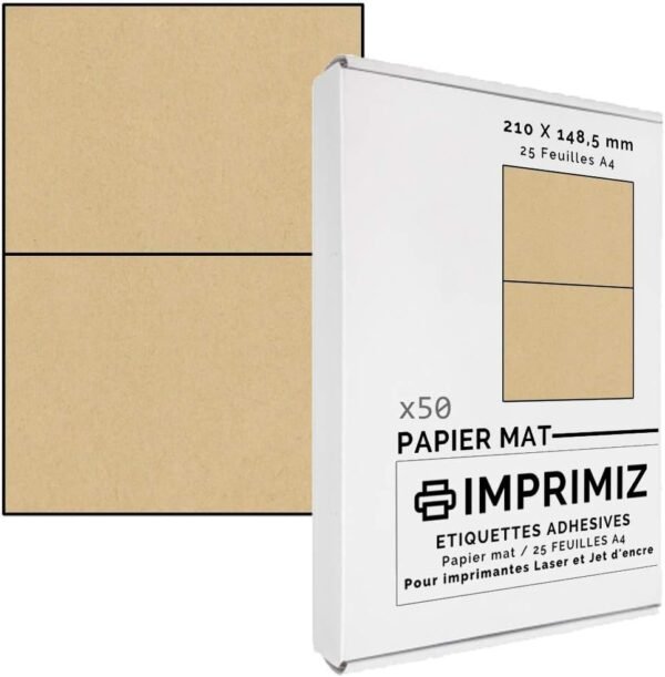 Caixa 50uds. Etiquetes Natural Kraft 148,5mm x 210mm
